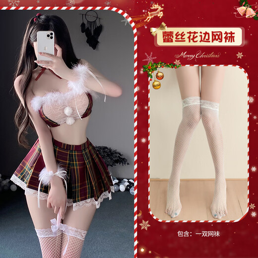 温诗欧曼烟性感麋鹿圣诞制服套装睡衣服装合集一件8596 9858斗篷+三点+手袖*2+腿环*1+ 均码
