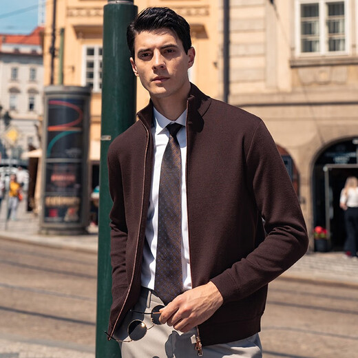 Mr. Bubasulan Wolle Reißverschluss Stand-up-Halsband Frühlings-Strickjacke Pullover Herrenpullover BT12128 Zigarette M (170)