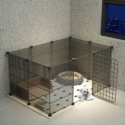 Raft core dog fence indoor door fence dog punch-free fence encrypted wire mesh pet puppy kennel small dog cage encrypted mesh/3 pieces-73*37*47 standard