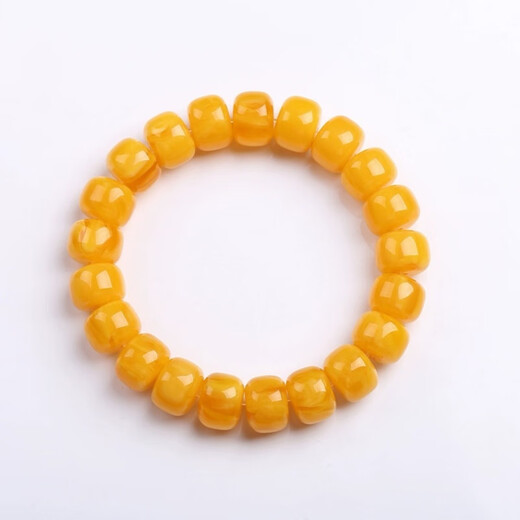 Royal edition with national inspection certificate, old beeswax bucket beads, chicken oil gold twisted honey amber bracelets for men and women, chicken oil yellow bucket beads 12mm
