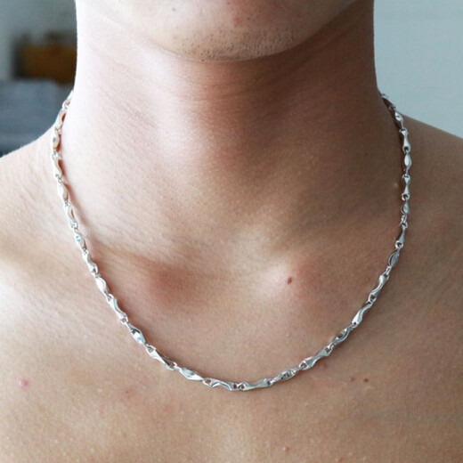Fat Donglai same style pt950 platinum necklace men's platinum silver chain thick lengthened thin ingot chain clavicle thick about 1.5 mm long about 46 cm