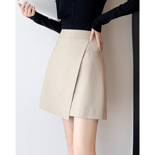DME Lady style skirt summer elegant A-shaped loose thin skirt women apricot S
