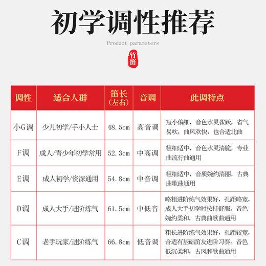 BENRO professional flute for adult beginners, F-key bitter bamboo flute, refined transverse flute performance level, children's student entry-level blowing aid