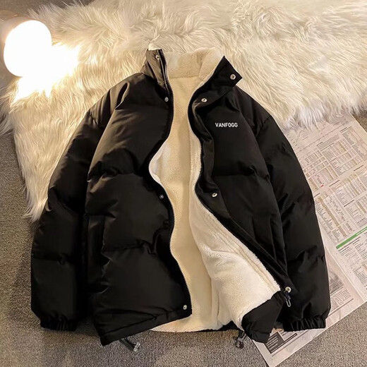 Guangma Baumwollmantel Männer 2024 Neuer gutaussehender Brotanzug Hong Kong Style Lose Ständer Collar Cotton Coat Trendy Cotton Jacket Student Jacke Männer grau (mit samt verdickter Winterstil) 689 2xl Empfehlung 150-165jin [Jin gleich 0,5 kg]