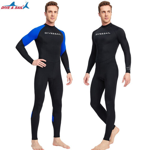 DIVE/SAIL swimsuit men's quick-drying one-piece sun protection long sleeve long trousers jellyfish suit snorkeling surf suit diving suit black XL (135-155Jin [Jin equals 0.5 kg])