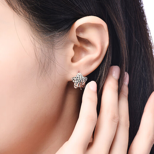 Yuan Shengfu's new PT950 fashion boutique star platinum ear hooks, fashionable and versatile platinum earrings, ear pins 1.57g