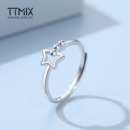 TTMIX women's living platinum ring pt950 simple star platinum ring adjustable gift for girlfriend 2.3-2.5g