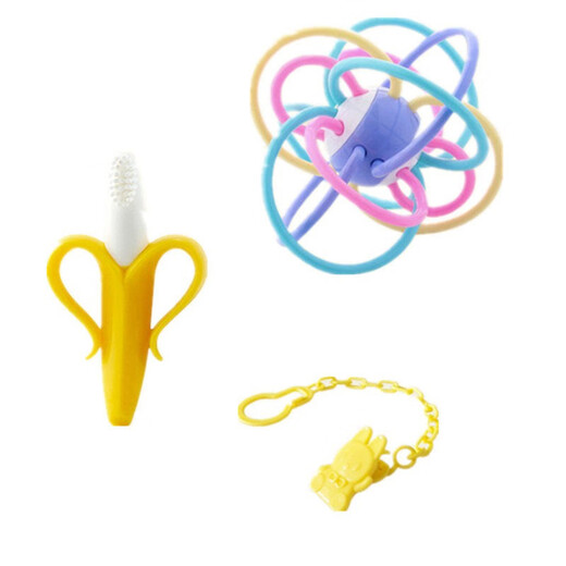 Yoshida Hisamori Boiled Rattle Toy Baby Teether Toy Manhattan Ball Hand Catch Ball Baby Hand Catch Ball + Banana Teether + Chain