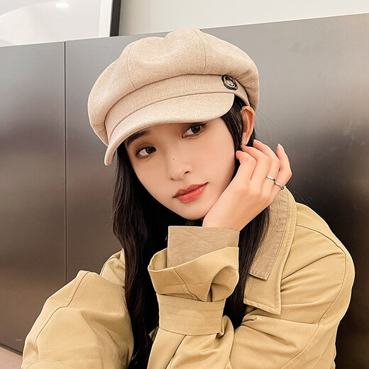 MMOPTOP beret women's four seasons Korean version of the trendy British retro all-match face-showing small octagonal hat newsboy painter duck tongue hat