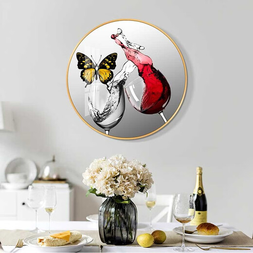 
Mo Hua Lulin Restaurant Decorative Painting Modern Simple Dining Table Hanging Painting Restaurant Mural Entrance Entrance Entrance Cabinet High-end Painting Dining Room Jiuyu Picture 05 Pair of Wine Ding Song 12354 Crystal Porcelain Painting-diameter 40 black frame (gold frame requires notes