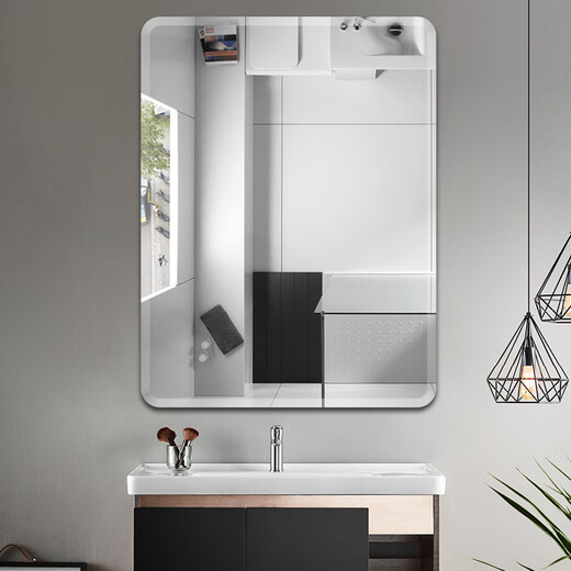 Huakai Star Bathom Mirror Mirror de baño Mirror sin golpes de pared sin espejo de maquillaje sin espejo redondeado 70*50 cm