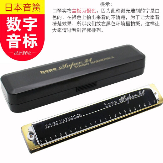通宝（TOMBO） 24孔复音口琴6624系列学生儿童初学者入门数字音标款 便于找音阶 6624S 高级款带数字音标
