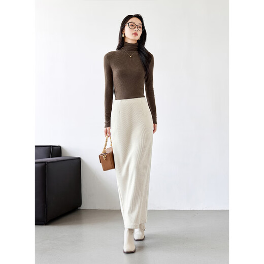 Vancier Milk Abricot Couleur plus jupe tricotée enlece