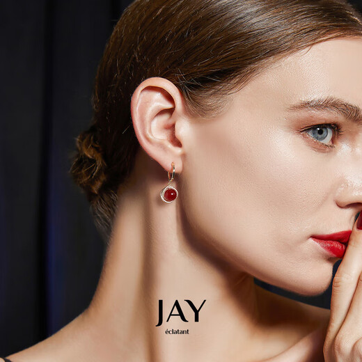 Jay red agate earrings niche design earrings French red earrings as a birthday gift for girlfriend and best friend Earrings (onyx with certificate)