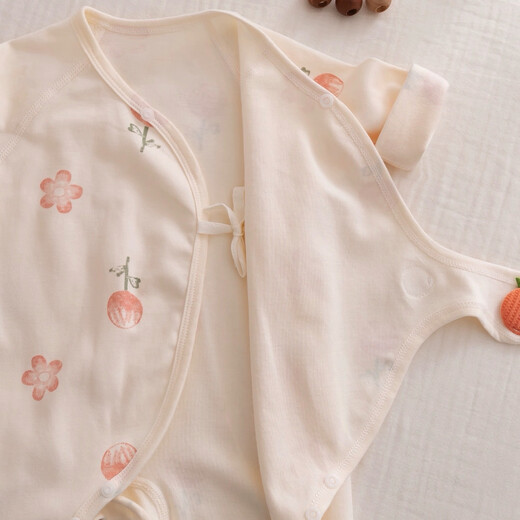 Newborn baby clothes pure cotton jumpsuit spring and autumn four seasons newborn baby boneless romper 0-3 months spring clothing Huahua World Beige 59cm