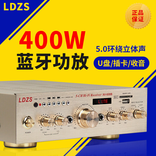 LDZS220V Hochleistungsbluetooth-Verstärker Home Karaoke USB Flash Drive Card Fieber 5.0 Surround-Sound Stufe 400 Whifi leerer Verstärker 608B Schwarz