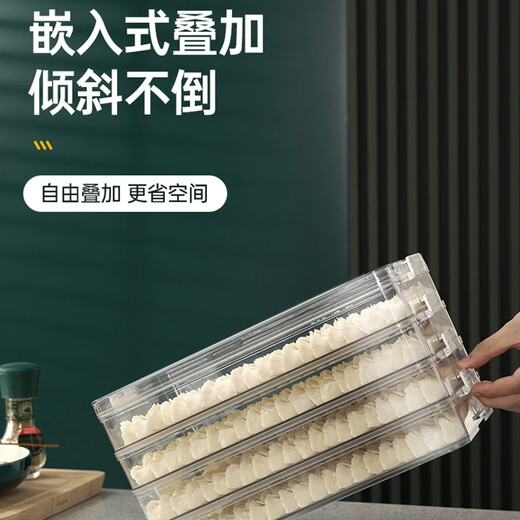 Bobenjia Dumpling Storage Box for Refrigerator Food-Grade Special Freezing Tray for Frozen Dumplings Multi-layer Quick-frozen Storage Box - Short 2-layer (1 Cover 2 Boxes) 160 Dumplings