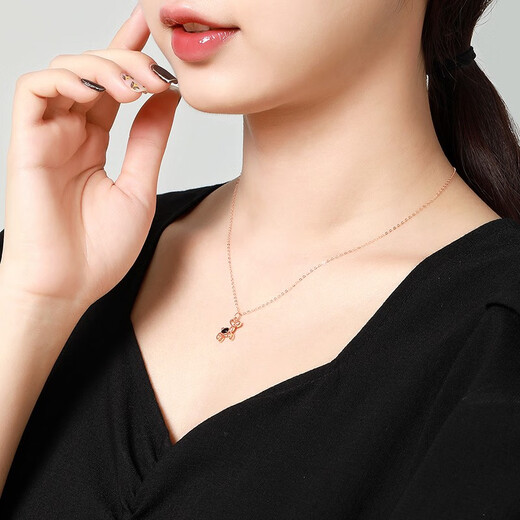 Mengjinyuan K gold necklace 18k gold cartoon balloon dog pendant inlaid agate clavicle chain 45cm about 0.9g