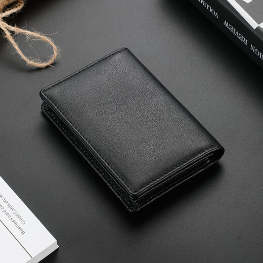 
Ianma first layer cowhide card bag business card holder for men and women business leather business card box Large capacity driver's license leather case card bag 98 black window position