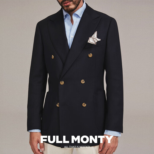 FULL MONTY布雷泽羊毛西装男士休闲修身西服外套轻商务单西 双排牛角扣1891 42