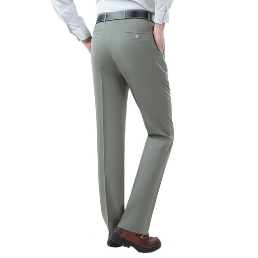 Feng Hao 2020 Pantalones delgados de verano Men Pantalones de traje suelto recto Pantalones de vía alta de mediana edad No Pantalones no planchados Men 826# Tamaño de gris de arroz 32/(2 pies 5 Circunferencia de cintura)