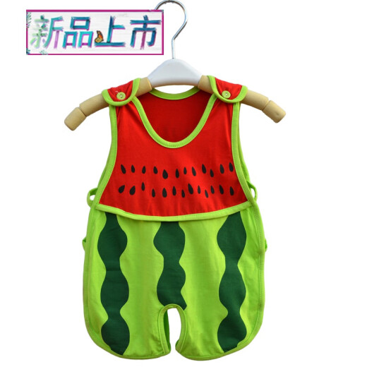 Disney's same style baby girl summer clothes, baby romper, male baby jumpsuit, summer thin newborn pajamas, baby girl summer clothes, red watermelon size 66, height 65-70 cm