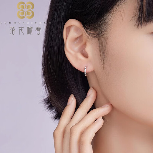 Falling Flowers and Crying Spring Platinum Earrings Platinum PT950 Earrings and Earrings Classic Turn Flower Craft Birthday Gift Classic Hook Earrings + Transparent Glue Earrings