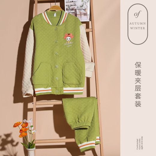 Comfortable shirt for women, winter pure cotton long sleeves, autumn and winter warmth thin cotton air cotton mezzanine, women's warm home clothing MC15271 M (recommended 80-100 Jin [Jin equals 0.5 kg])