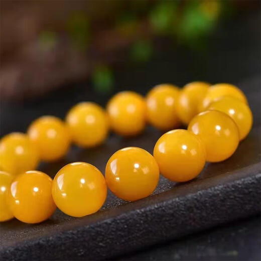 Amber style, one object, one picture, one certificate, beeswax bracelet for men and women, natural amber Buddha beads, full of honey hand beads, round beads, bracelet, 23.74g, 14mm