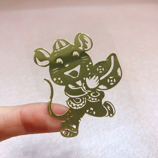 Musong mobile phone stickers, personality, fortune and luck, metal film, computer network buzzwords, mobile phone case decoration stickers, 92 physical cat (gold)