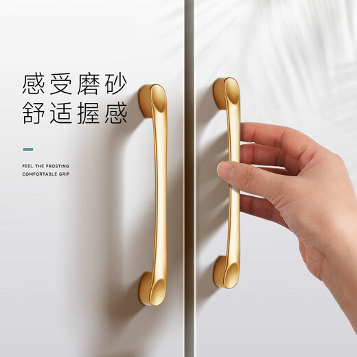 XMSJ柜门拉手金色轻奢把手抽屉铝合金门把手现代简约加长衣柜拉手 9202金-孔距160