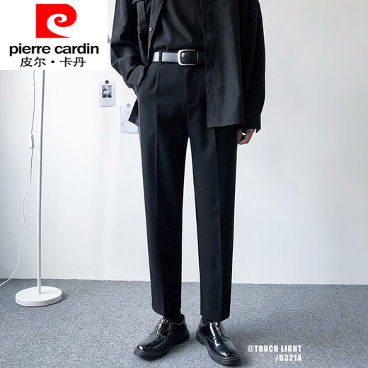 Pierre Cardin international brand high-quality leather clothing men's autumn and winter new slim leather jacket outer light luxury suit leather clothing black M