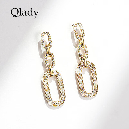 Qlady temperament geometric silver earrings women's fashion long 925 silver needle earrings niche design light luxury high-end autumn and winter earrings birthday gifts for girlfriends and wives