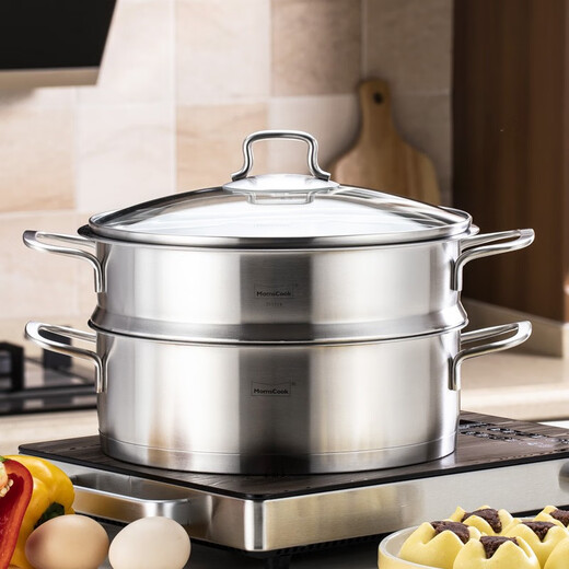 Momscook stainless steel steamer 26cm single layer steamer steamer tray 304 material MT2608ST