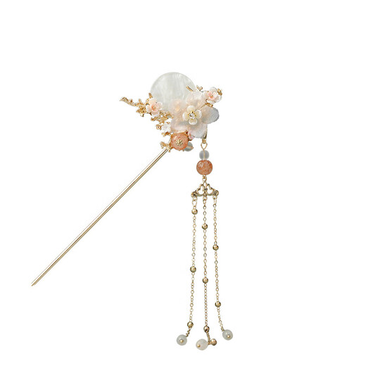 Wanbaozi Hanfu headwear, tassels, ancient style hair accessories, ancient hairpins, full set of super fairy costume accessories, hair crown, hair crown + pair of hairpins + ear hooks