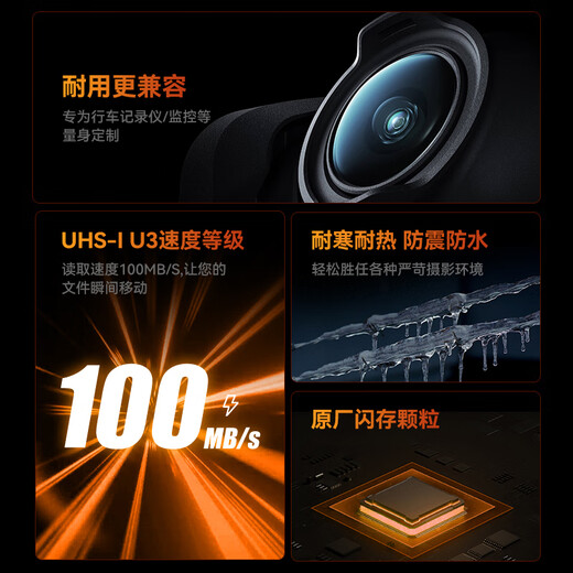 毕亚兹(BIAZE)256GB TF（MicroSD）存储卡 行车记录仪&安防监控专用内存卡读速100MB/S家庭监控高度耐用