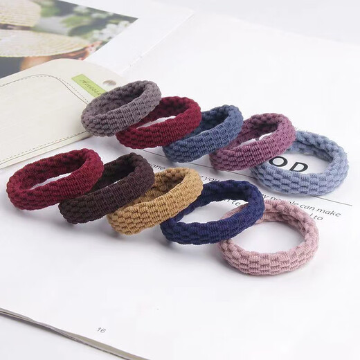 SAHANE Zuoyu 10-pack high elastic hair rope rubber band women's hair tie thick ponytail seamless headband durable mesh black 10-pack