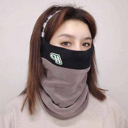 Meilunmei winter neck cover for women double-layer thickened warm Oli velvet outdoor fashion men and women gradient pullover scarf 3891 black coffee, all size