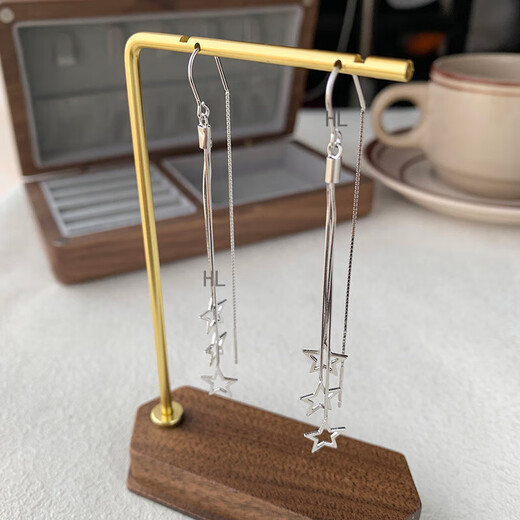 Aurodia S925 Sterling Silber Stern-Ohrringe für Damen, lange Quasten-Stern-Ohrringe, Nischen-Temperament, Internet, Berühmtheit, leichte Luxus-High-End-Ohrringe 753EX-Paar 925er Silber