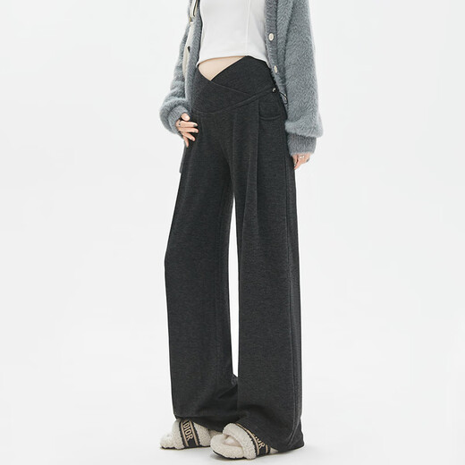 Miduli maternity pants winter wide-leg pants plus velvet glutinous rice pants straight casual pants maternity wear winter black XL