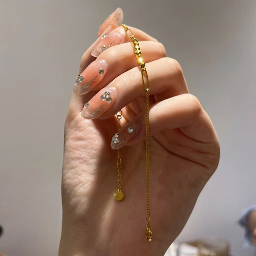 Wenying ING polyhedral small square gold bracelet women's bungee broken gold 18k gold light luxury niche sense ins bungee