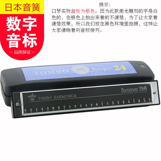 通宝（TOMBO） 24孔复音口琴6624系列学生儿童初学者入门数字音标款 便于找音阶 6624S 高级款带数字音标