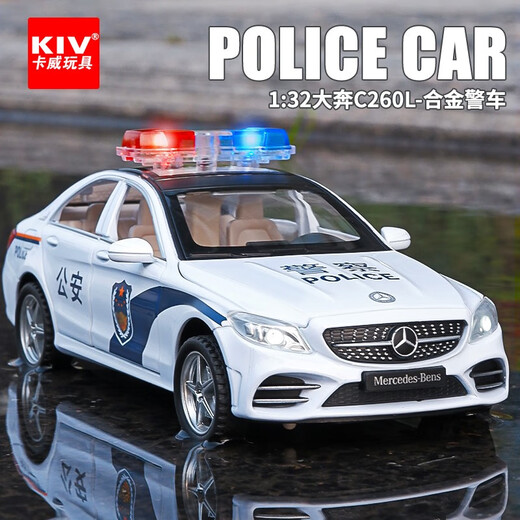 卡威合金车模警车玩具儿童玩具车男孩警察车回力小汽车 公安