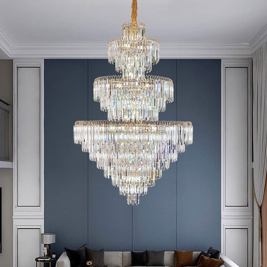 Shilan Light Luxury Duplex Gebäude großer Kronleuchterkristall-Lampen-Villa Wohnzimmer leeres Gebäude mittlerer Bodentreppenleuchte 6628-150*220 cm-drei Farben-Bake-Installation
