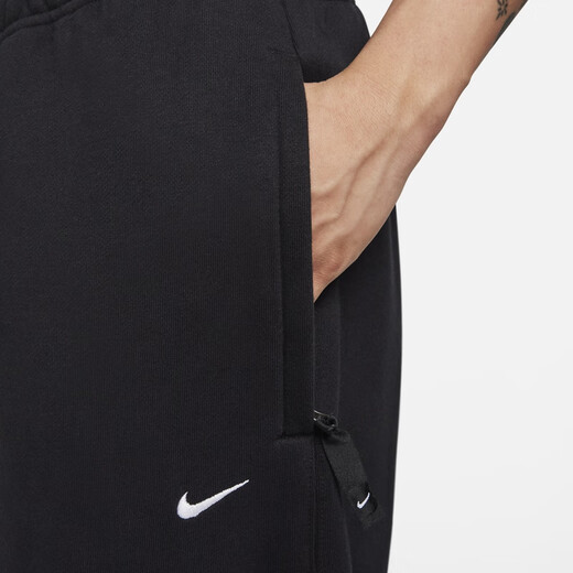 Nike (NIKE) official men's plus velvet trousers, wardrobe trousers, knitted loose casual embroidery, personalized soft DX1365 010 black/white L
