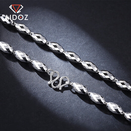 Aido diamond platinum necklace men's pt950 platinum olive bead chain men's style elegant chain weight 11.78g length 52cm thick about 3.0mm