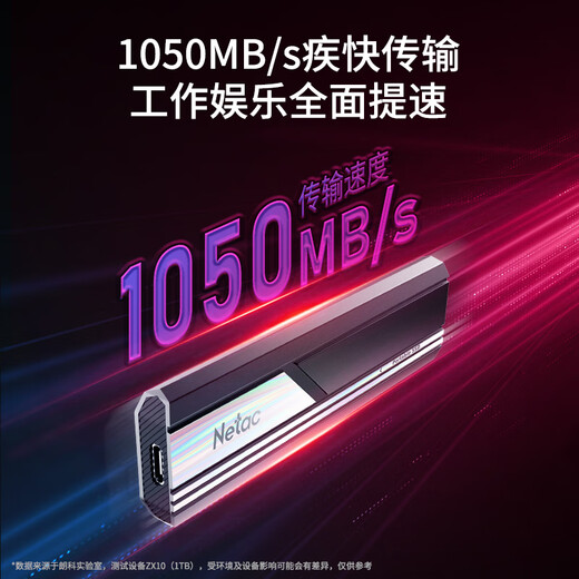 Langco (NETAC) 500 Go de type C USB3.2 Gen2 PCIe NVME Protocole Solid State Drive (PSSD) ZX10 VITES DE LECTURE jusqu'à 1050 Mo / s