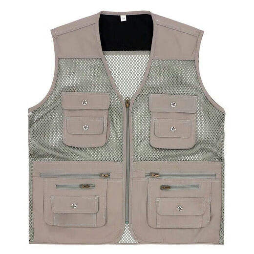 
Lan Junqi summer thin multi-pocket men's vest middle-aged and elderly mesh casual vest outdoor photography fishing work vest light gray (summer style) 2XL (140-160Jin [Jin equals 0.5 kg])