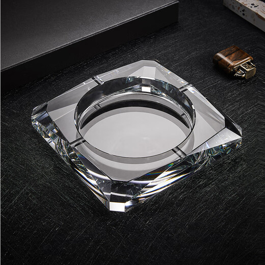 Mix light luxury crystal glass ashtray creative home living room high-end ktv bar commercial hotel ashtray custom 15CM Oracle transparent model with anti-slip pad