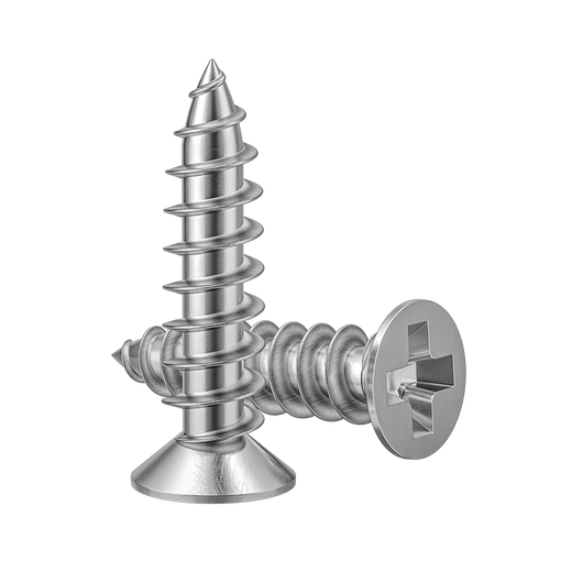 XMSJ passivation treatment 316L stainless steel self-tapping screws countersunk head cross wood screws extended screw accessories GB846 M2 points 6*16 1000 pcs passivation treatment